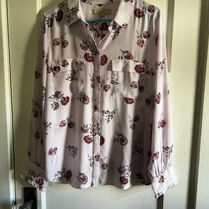 LOFT Floral Shirt in Pink and Burgundy